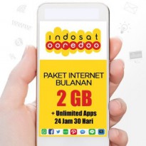 Internet INDOSAT - Unlimited APPS - Indosat 2GB (3G/4G)+7,5GB Apps 24jam, 30hari